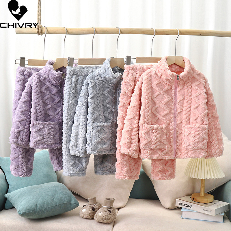 Winter Clothing Baby Boy - 어린이 겨울 두꺼운 따뜻한 플란넬 잠옷,