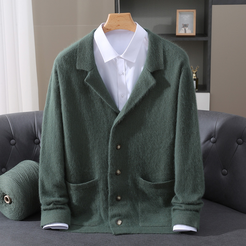 Wool Blend Coat - 신상 밍크 울 가디건 남성용 패딩