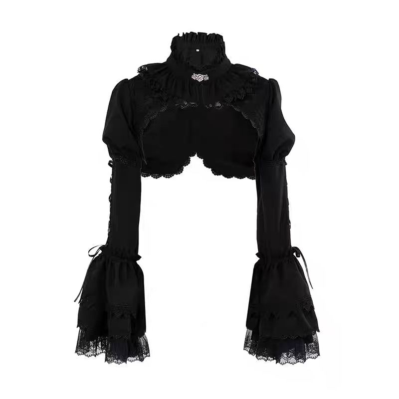 Y2K Winter Clothing - 일본 고딕 Y2k 로리타 카디건 블라우스