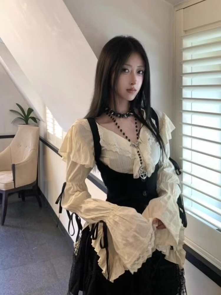 뉴 서브컬쳐 레이스 빈티지 3피스 세트 여성 디자인 플 - Y2K Winter Clothing 리뷰 및 가격