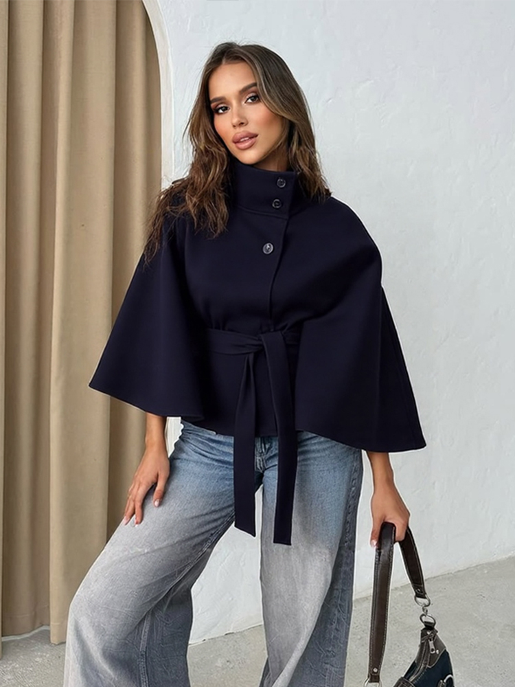 우아한 울 혼방 크롭 코트, 여성용 벨트 포함, 세련된 - Wool Blend Coat 리뷰 및 가격