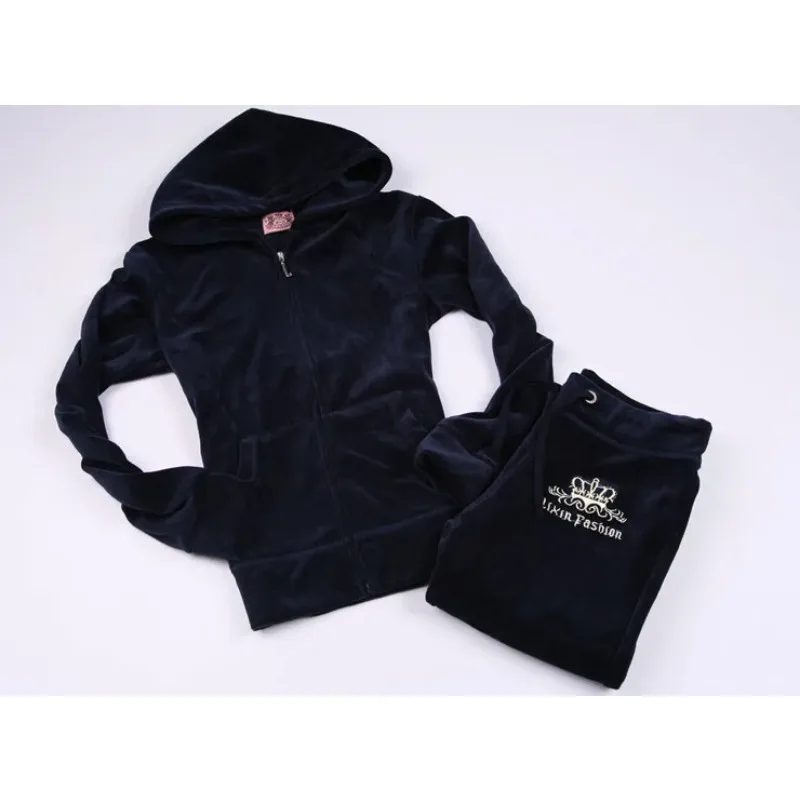 JC 벨벳 운동복 여성용 브랜드 벨벳 재봉 세트, 여성 - Y2K Winter Clothing 리뷰 및 가격