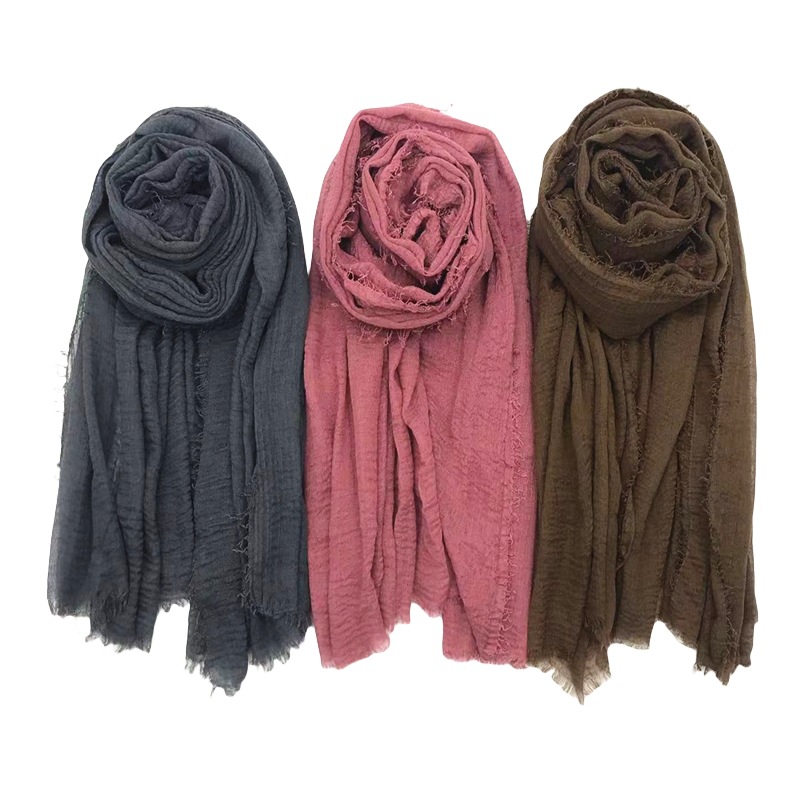 여성 스카프 새 여름 소녀 솔리드 컬러 코튼 린넨 선  - Winter Clothing Accessories 리뷰 및 가격