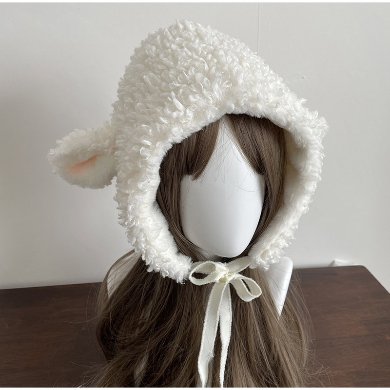 겨울 흰색 플러시 양모 따뜻한 모자 로리타 세트 여성용 - Winter Clothing Earmuffs 리뷰 및 가격