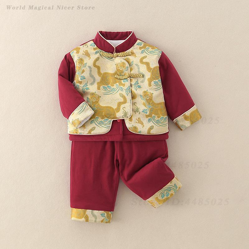 가을 겨울 두꺼운 당나라 정장 어린이 전통 중국 의상  - Winter Clothing Baby Boy 리뷰 및 가격