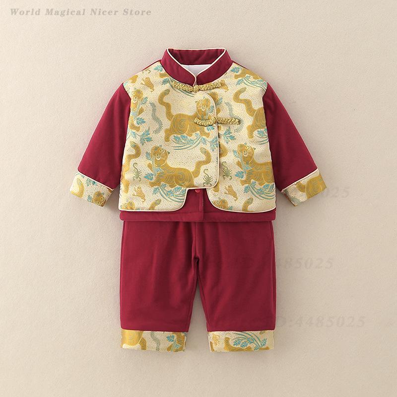 가을 겨울 두꺼운 당나라 정장 어린이 전통 중국 의상  - Winter Clothing Baby Boy 리뷰 및 가격