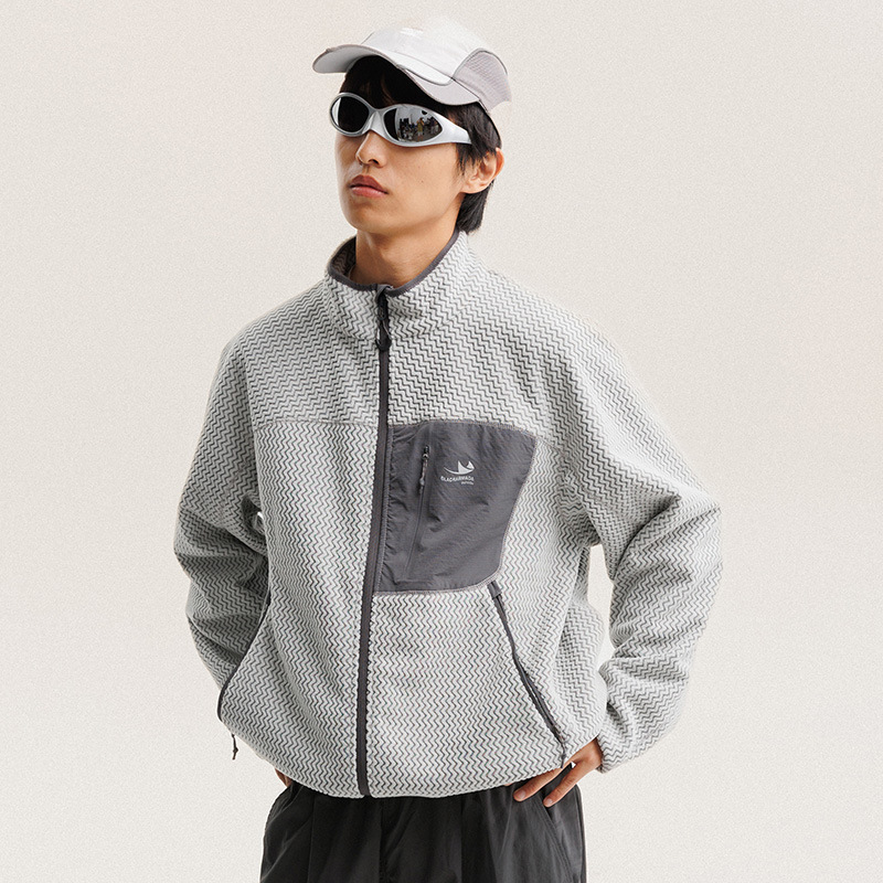 가을 겨울 폴라 플리스 물결 모양 줄무늬 재킷 남성 여 - Wool Blend Coat 리뷰 및 가격