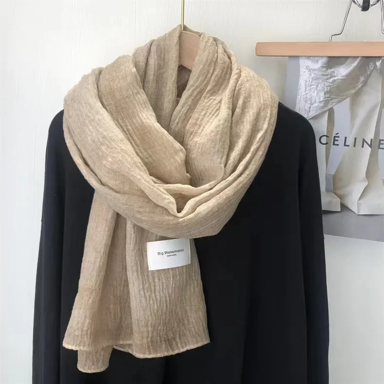 여성 코튼 리넨 스카프, 부드럽고 무지, 얇고 예술적인 - Winter Clothing Accessories 리뷰 및 가격
